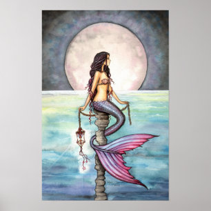 Póster de arte de sirena del mar encantado