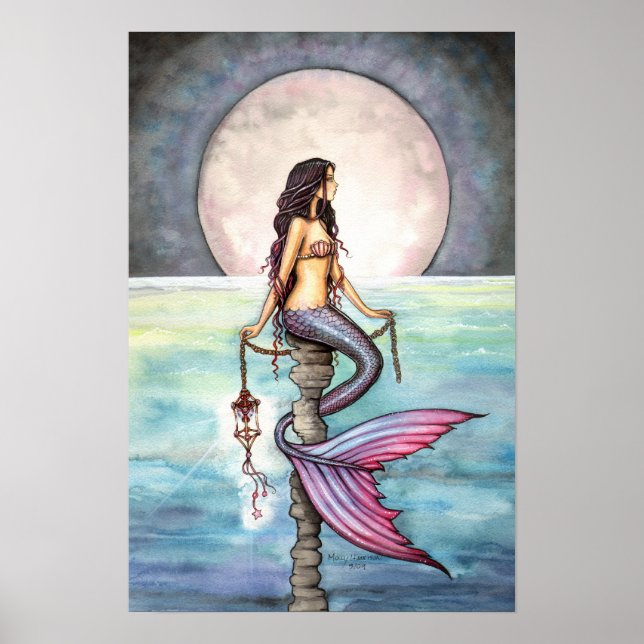 Póster de arte de sirena del mar encantado (Frente)