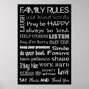 Poster de arte de subterráneo Family Rules