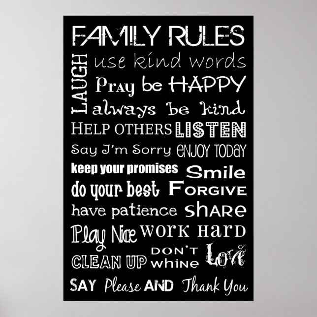 Poster de arte de subterráneo Family Rules (Frente)