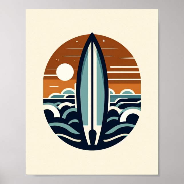 Póster de arte de tabla de surf escandinavo (Frente)