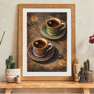 Póster de Arte de Tazas de Café Antiguas Taza de