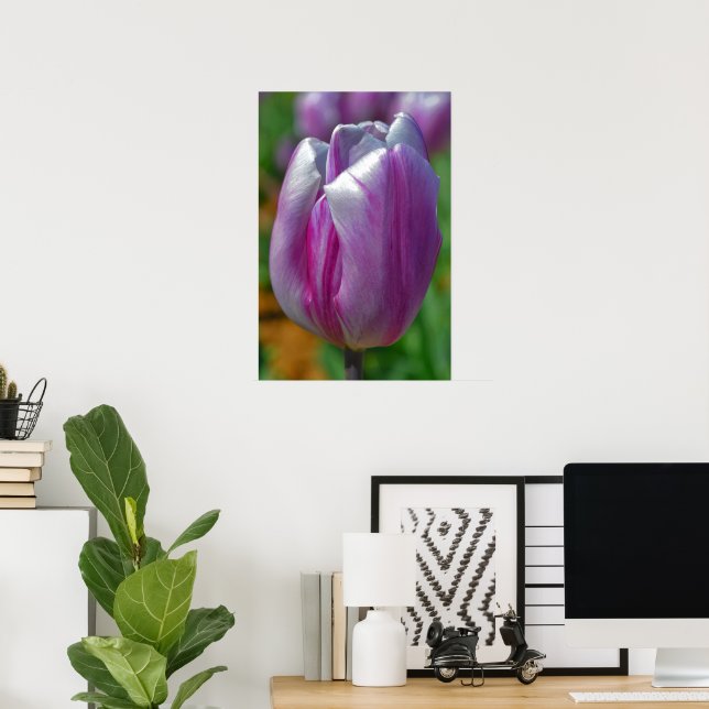 Poster de arte de tulipán morado (Oficina en casa)