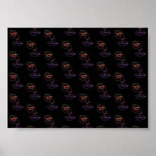 Poster de arte de una línea azul en negro