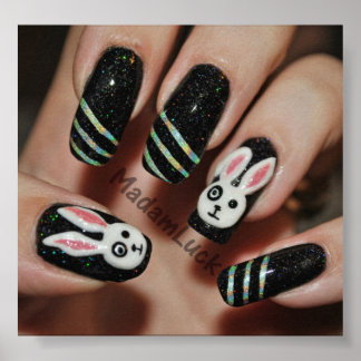 poster de arte de uñas conejil