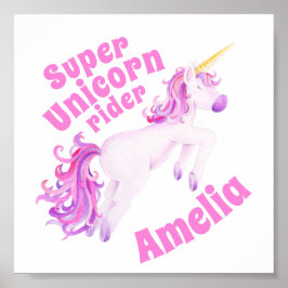 Poster de arte de unicornio rosa súper unicornio