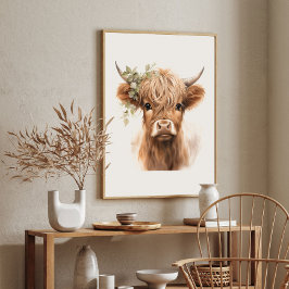 Póster de Arte de Vaca de las Tierras Altas Boho