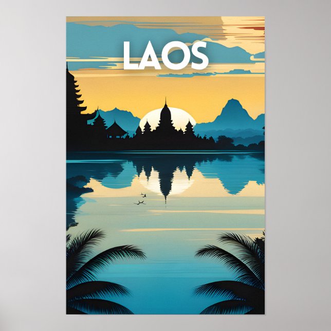 Póster de arte de viaje de Laos (Frente)
