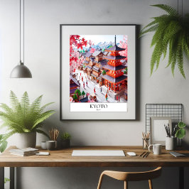 Poster de arte de viajes de Kioto Dreamscape