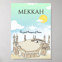 Poster de arte de viajes de la Gran Mezquita de La