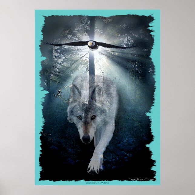 Poster de Arte de Vida Silvestre Wolf & Eagle (Frente)