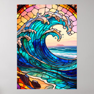 Póster de Arte de Vidrio Teñido Costero