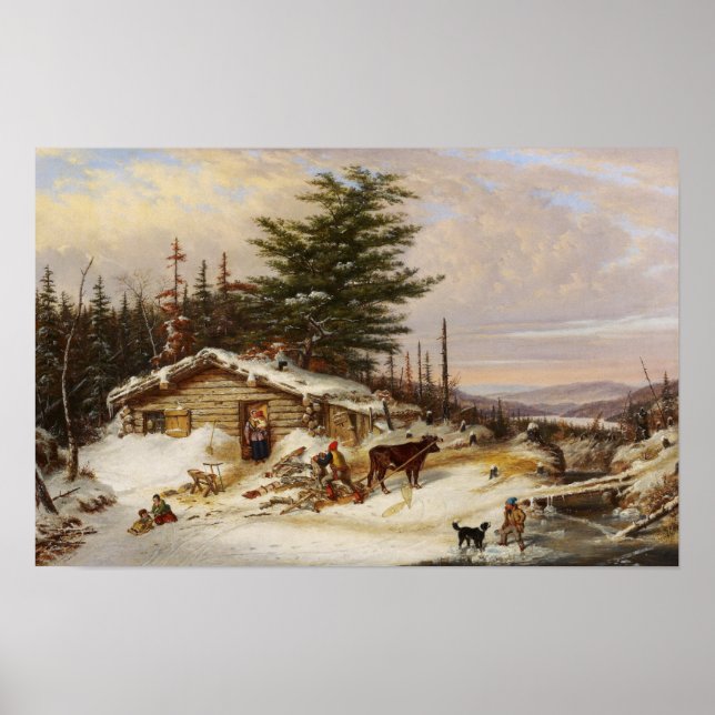 Poster de arte de Winter Log House (Frente)