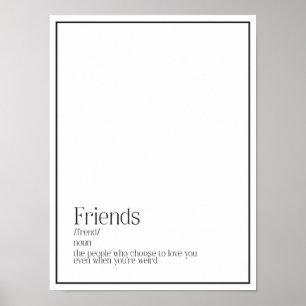 Poster de arte de Word de definición de amigos