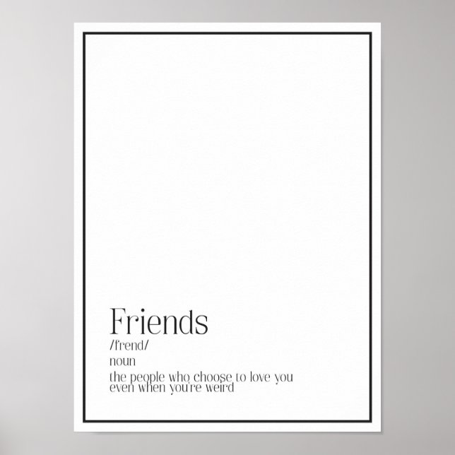 Poster de arte de Word de definición de amigos (Frente)