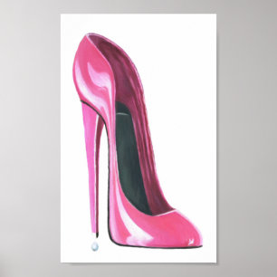 Poster de arte de zapatos de Stiletto rosa