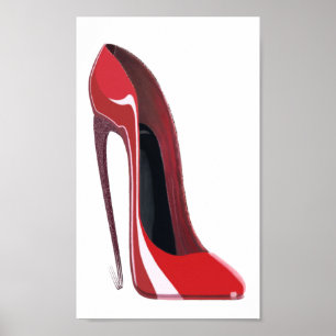 Poster de arte de zapatos de tacón rojo loco Stile