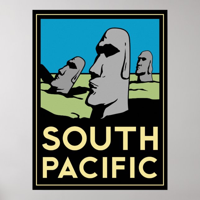 poster de arte deco retro de la isla de Pascua del (Frente)