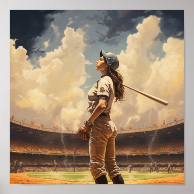 Poster de arte del béisbol vintage - Diseño retro  (Frente)