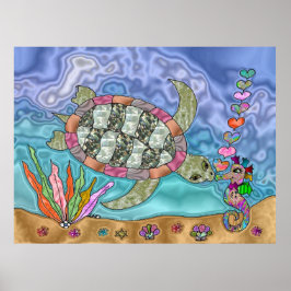 Poster de arte del caballito de mar de la tortuga