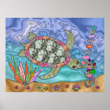 Poster de arte del caballito de mar de la tortuga 