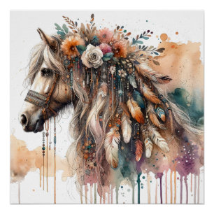 Poster de arte del caballo acuarela