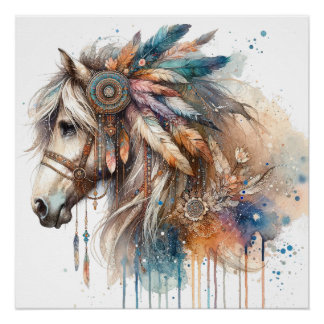 Poster de arte del caballo acuarela