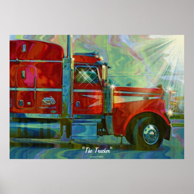 Poster de arte del camionero de la camioneta roja  (Frente)