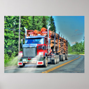 Poster de arte del camionero de registro rojo Big 