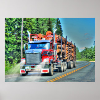 Poster de arte del camionero de registro rojo Big