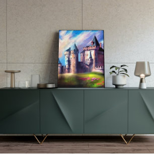Poster de arte del castillo de colores vivos