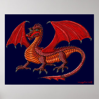 Poster de arte del dragón rojo