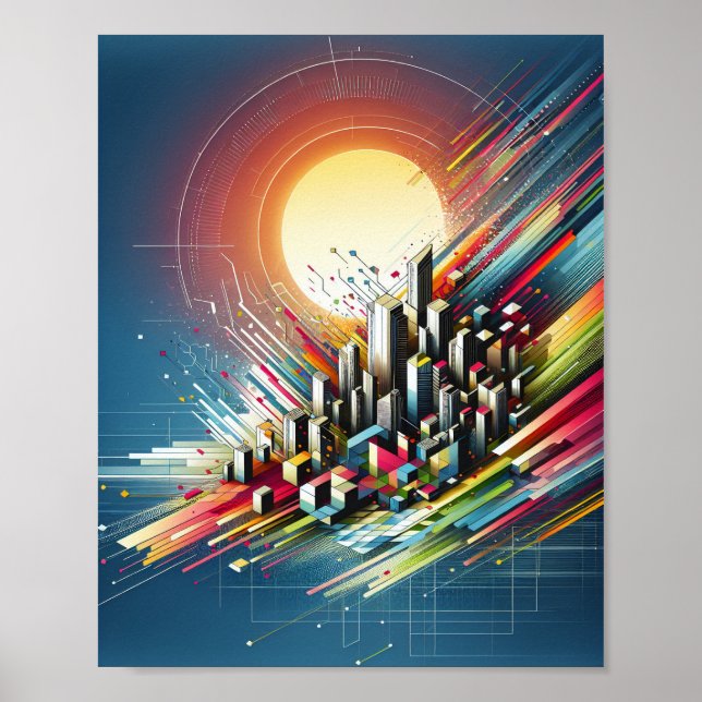 Póster de arte del horizonte de la ciudad (Frente)