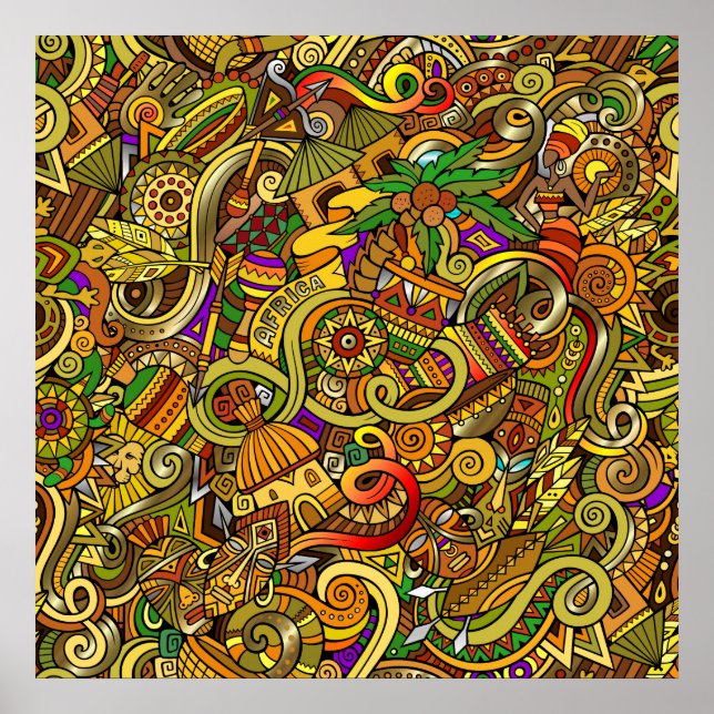 Poster de arte del Ilustracion de África (Frente)