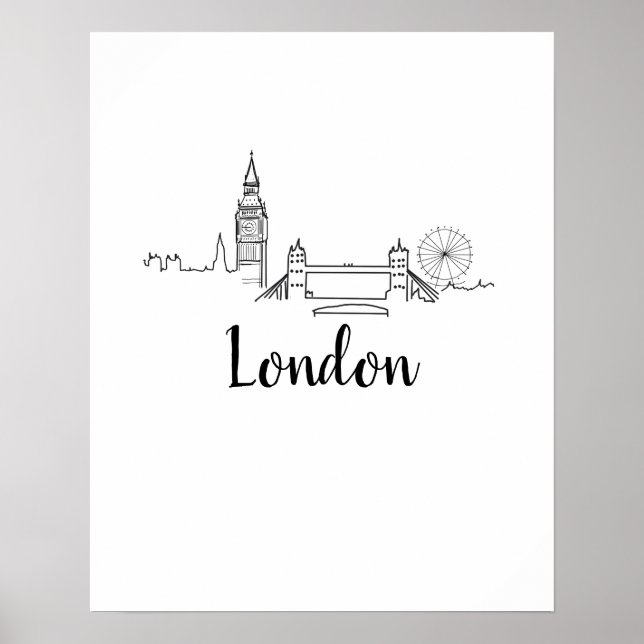 Poster de arte del Ilustracion Skyline de Londres (Frente)