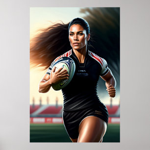 Poster de arte del jugador de rugby femenino
