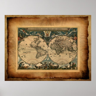 Poster de arte del mapa del viejo mundo artístico