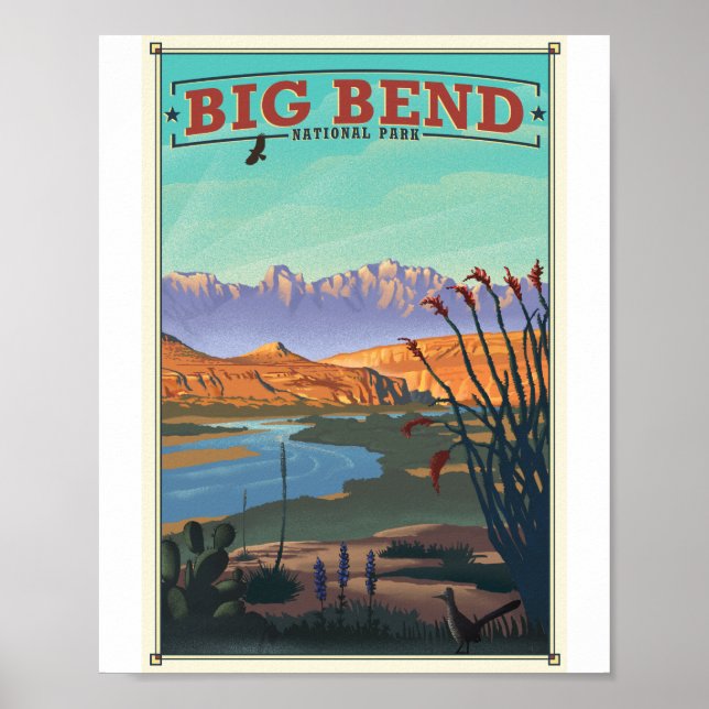 Poster de arte del Parque Nacional Big Bend Litho (Frente)
