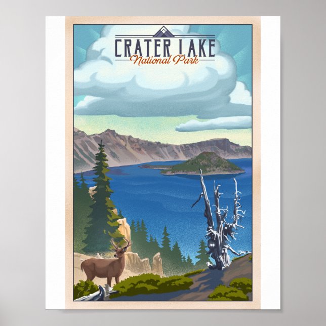 Poster de arte del Parque Nacional Crater Lake (Frente)