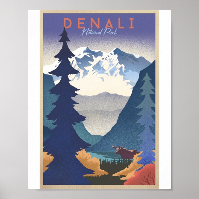 Poster de arte del Parque Nacional Denali de Litho (Frente)