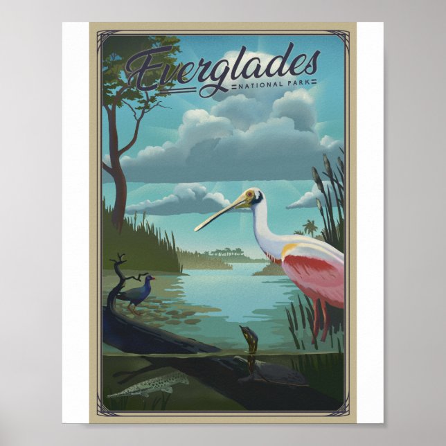 Poster de Arte del Parque Nacional Everglades Lith (Frente)
