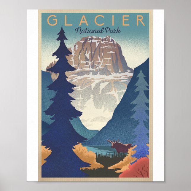 Poster de arte del Parque Nacional Glaciar Litho (Frente)
