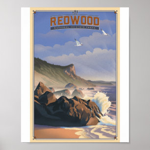 Poster de arte del Parque Nacional Redwood Litho