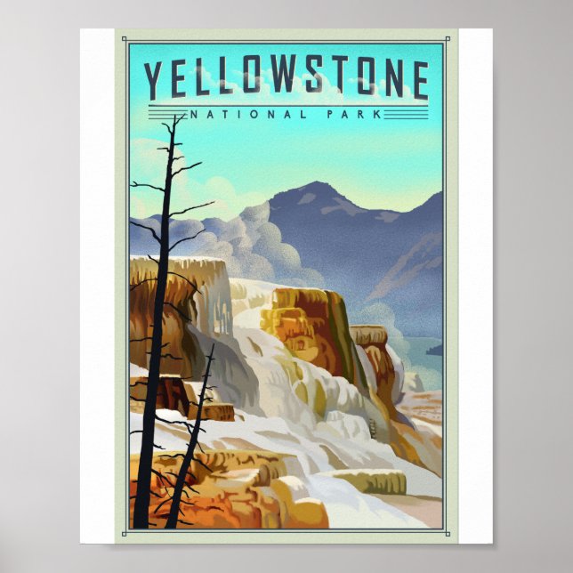 Poster de arte del Parque Nacional Yellowstone Lit (Frente)