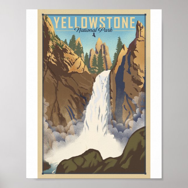 Poster de arte del Parque Nacional Yellowstone Lit (Frente)