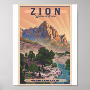 Poster de arte del Parque Nacional Zion Litho