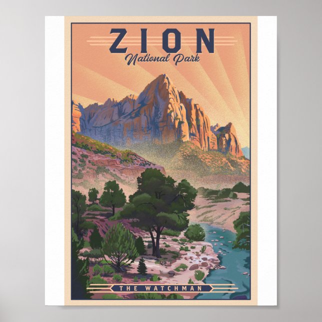 Poster de arte del Parque Nacional Zion Litho (Frente)