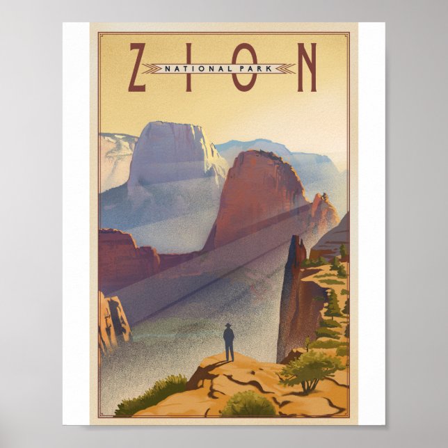 Poster de arte del Parque Nacional Zion Litho (Frente)