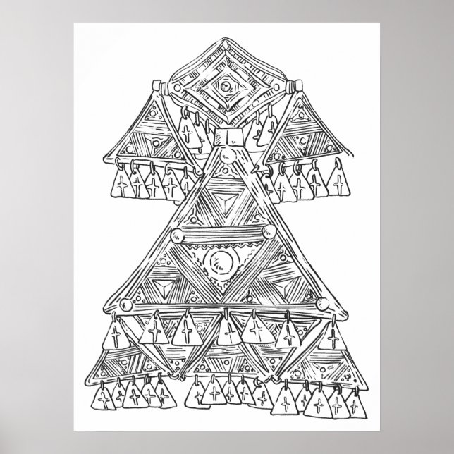 Poster de arte dibujado a mano joyas tribales (Frente)