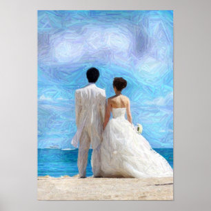 Poster de arte digital Boda Beach Couple